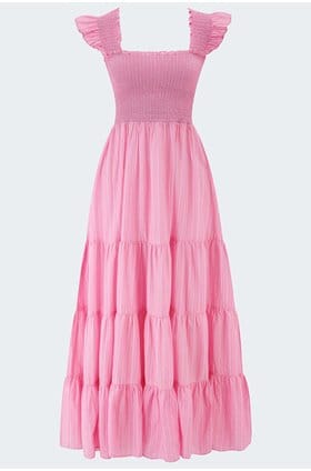 Kendall Dress in Ikat Pink Stripe