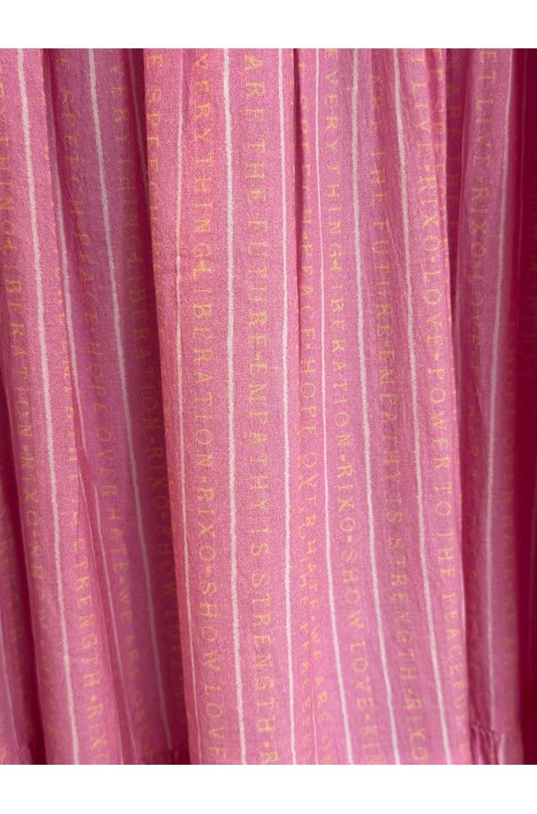 kendall dress in ikat pink stripe