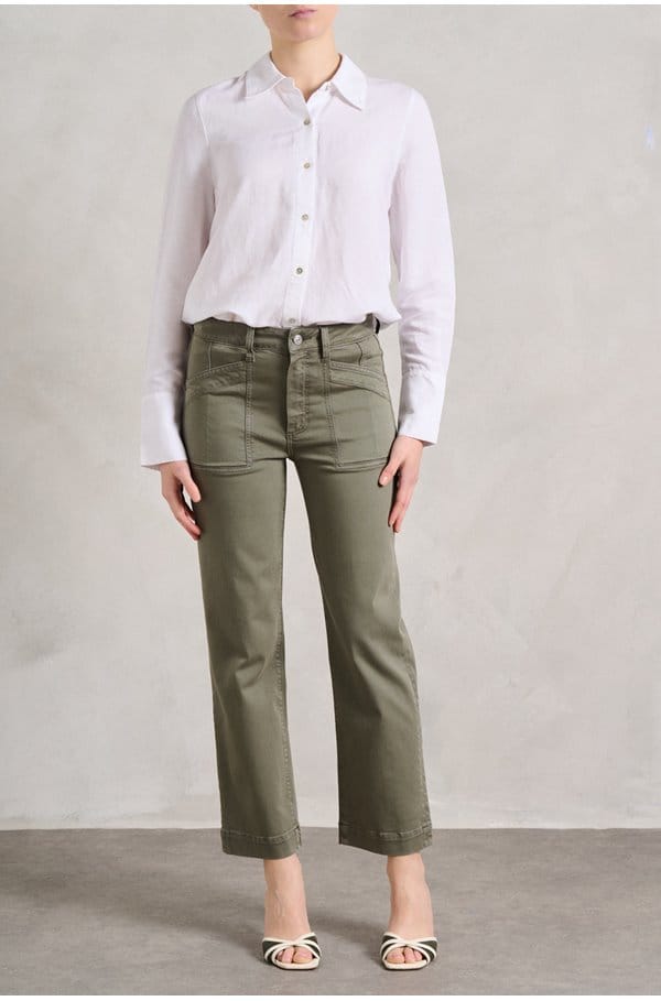 quincy ankle straight trouser in vintage ivy green