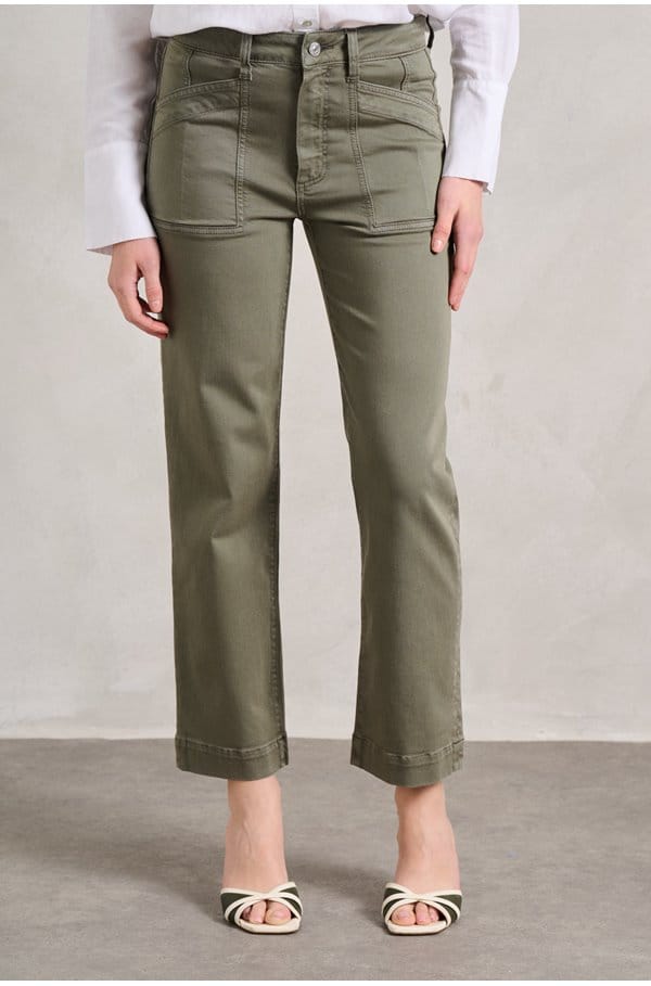 quincy ankle straight trouser in vintage ivy green