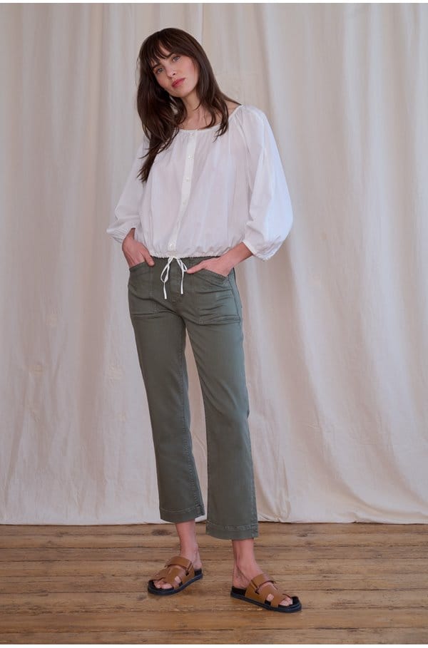 quincy ankle straight trouser in vintage ivy green