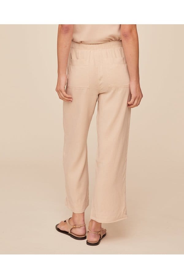 easy pocket wide leg crop trousers in linen sand