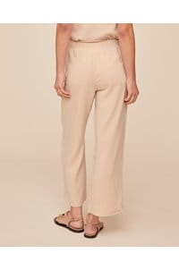 easy pocket wide leg crop trousers in linen sand