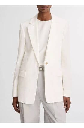 Linen Shrunken Blazer in Off White