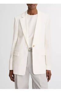 linen shrunken blazer in off white
