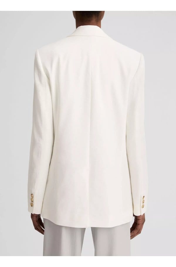 linen shrunken blazer in off white
