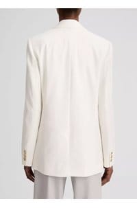 linen shrunken blazer in off white