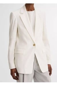 linen shrunken blazer in off white