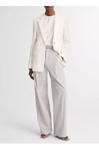linen shrunken blazer in off white