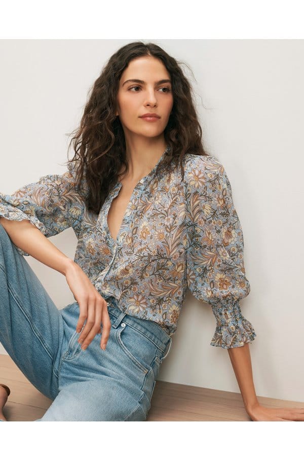 ashlynn blouse in blue multi