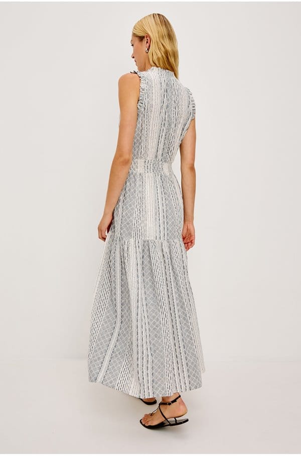 alessi dress in striped eyelet