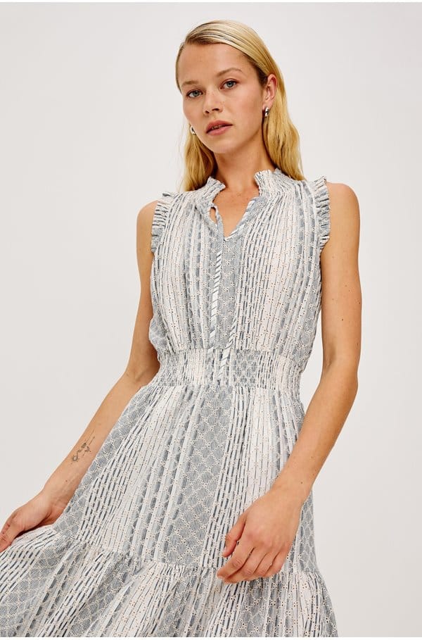 alessi dress in striped eyelet