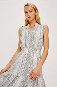 alessi dress in striped eyelet