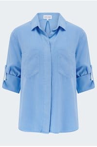 split back button down shirt in tidal blue