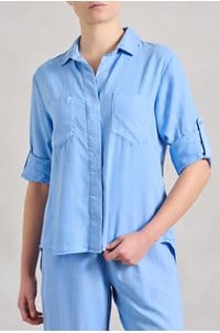 split back button down shirt in tidal blue