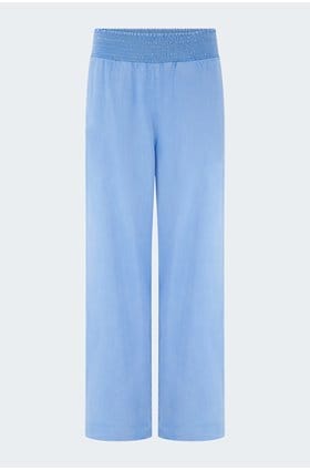 Smocked Waist Wide Pant in Tidal Blue