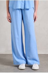 smocked waist wide pant in tidal blue
