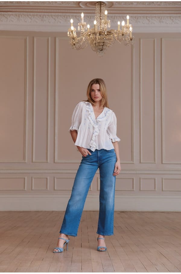 hettie top in salt embroidery