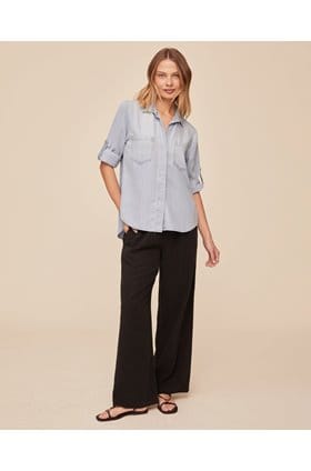 Split Back Button Down Shirt in Sunspray