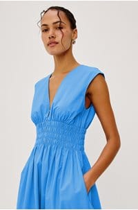 roxanne dress in harbour blue