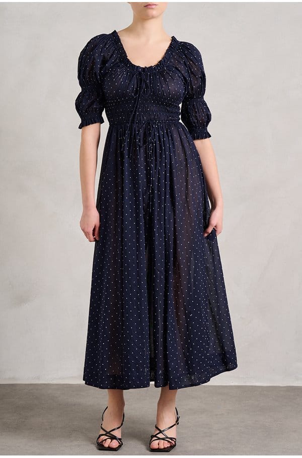 ischia dress in adriatic dot