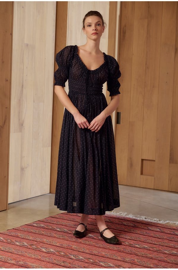 ischia dress in adriatic dot