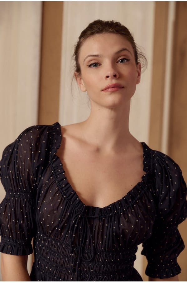 ischia dress in adriatic dot