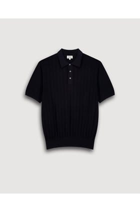 Retro Knit Sweater Polo in Navy