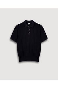 retro knit sweater polo in navy