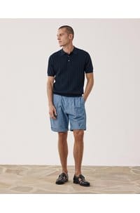 retro knit sweater polo in navy