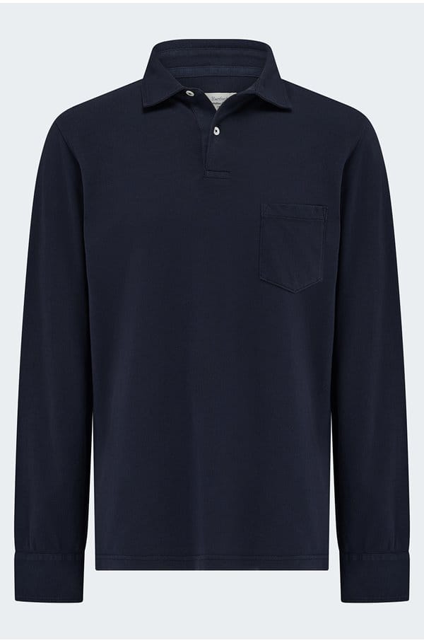 pique polo in navy