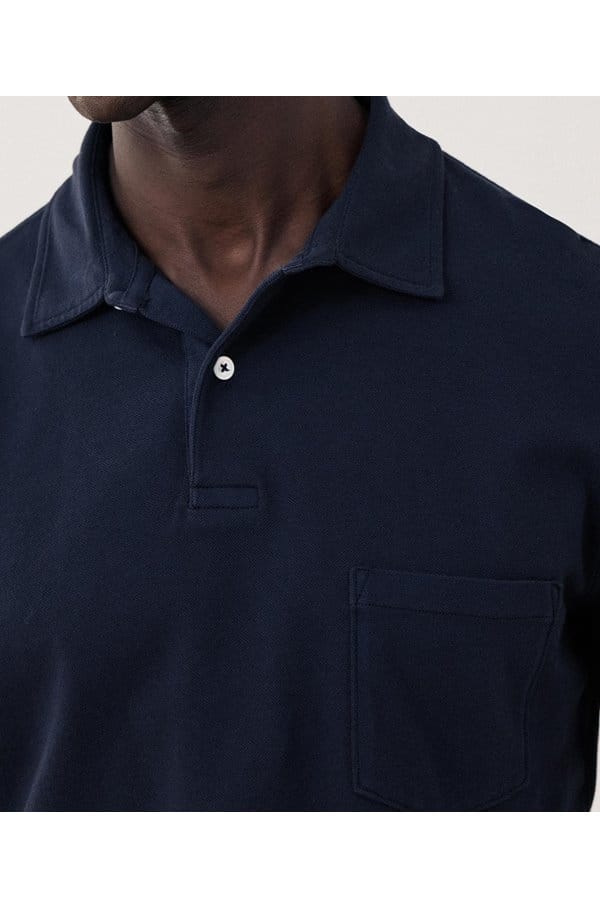 pique polo in navy