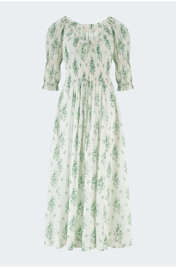 ischia dress in green bouquet 