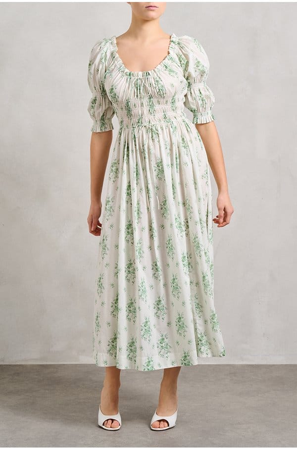 ischia dress in green bouquet 