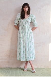 ischia dress in green bouquet 