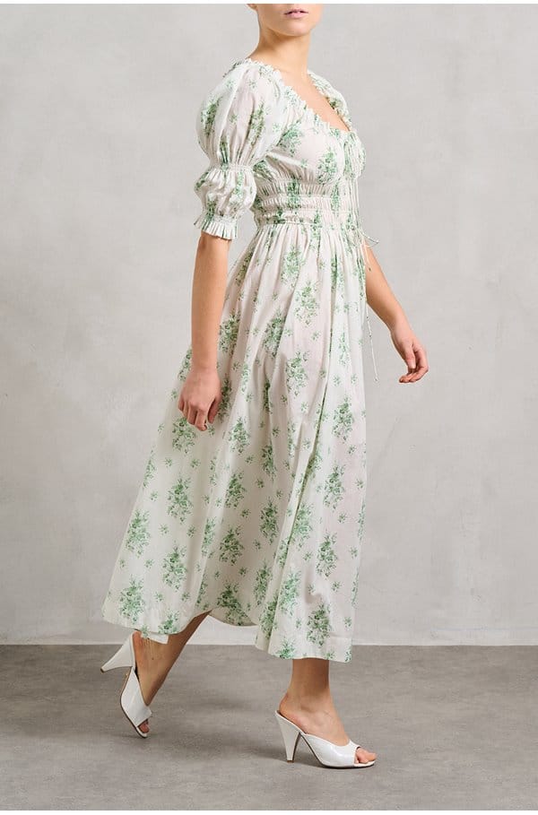 ischia dress in green bouquet 