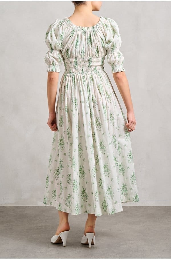 ischia dress in green bouquet 