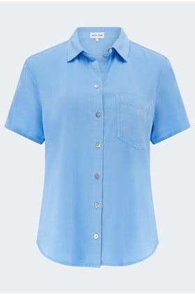 Short Sleeve Pocket Button Down in Tidal Blue