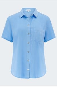 short sleeve pocket button down in tidal blue