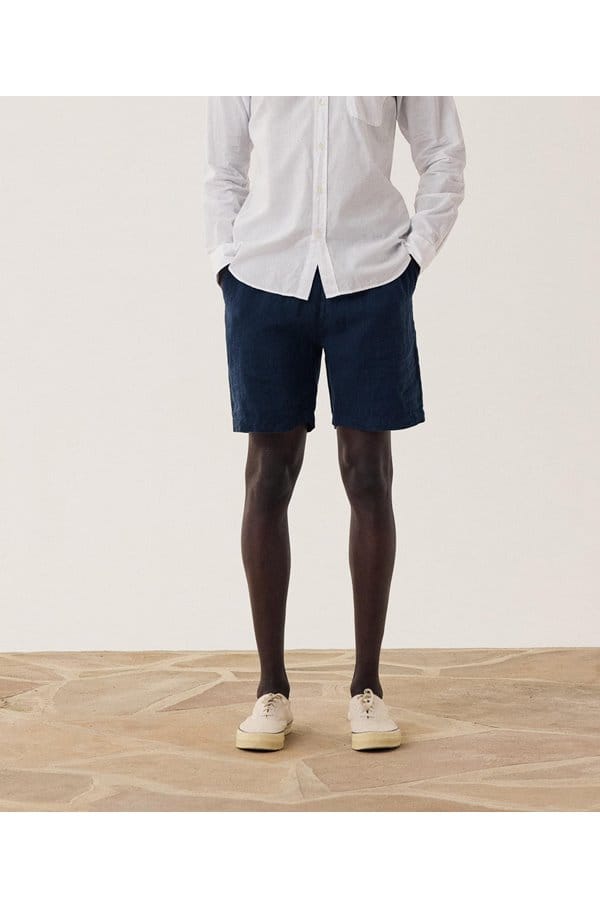 joggy linen short in navy blue