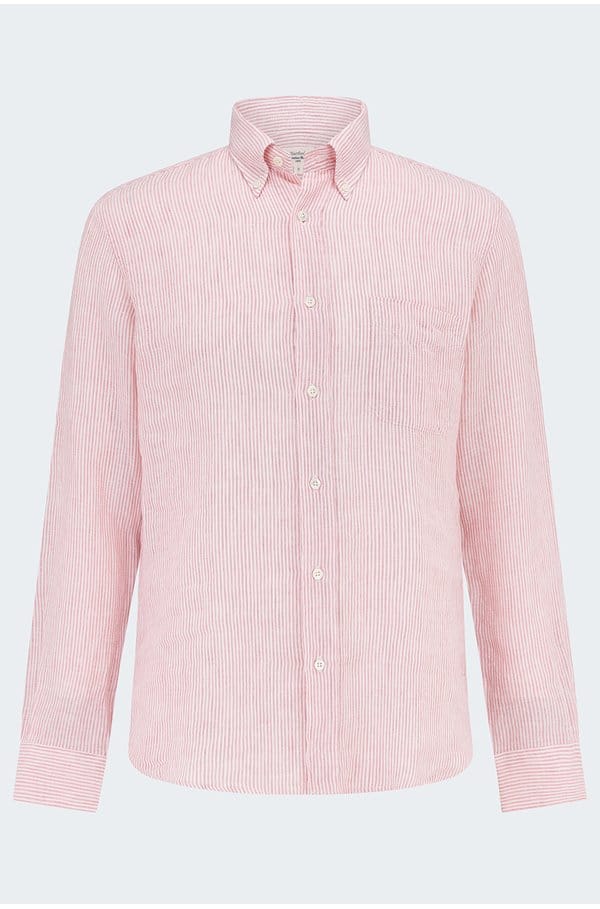 pitt linen shirt in pink and white