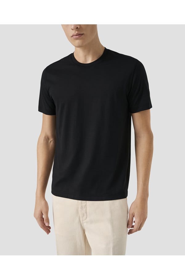 cotton silk t-shirt in black