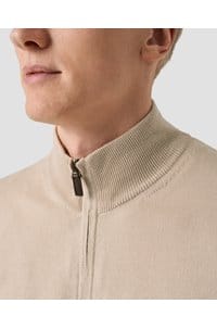 cotton full zip knit cardigan in beige