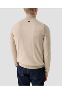 cotton full zip knit cardigan in beige