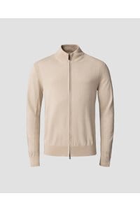 cotton full zip knit cardigan in beige