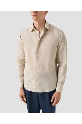 Solid Linen Shirt in Beige