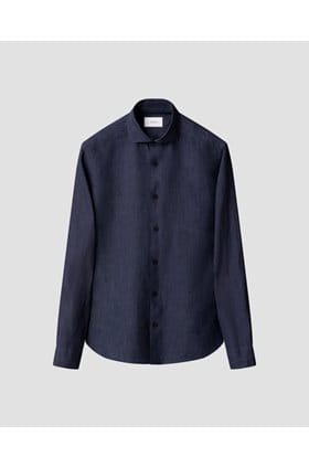 Solid Linen Shirt in Navy Blue