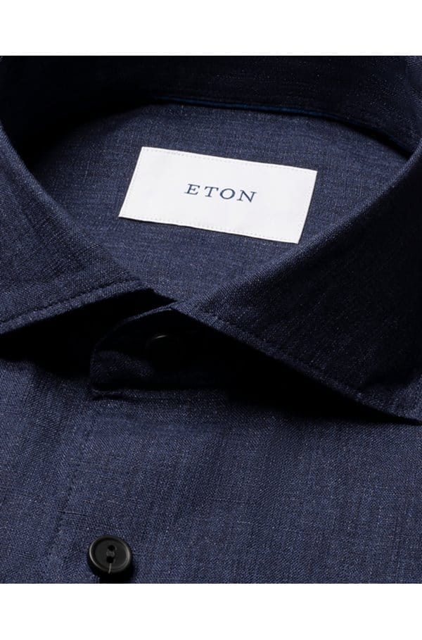 solid linen shirt in navy blue