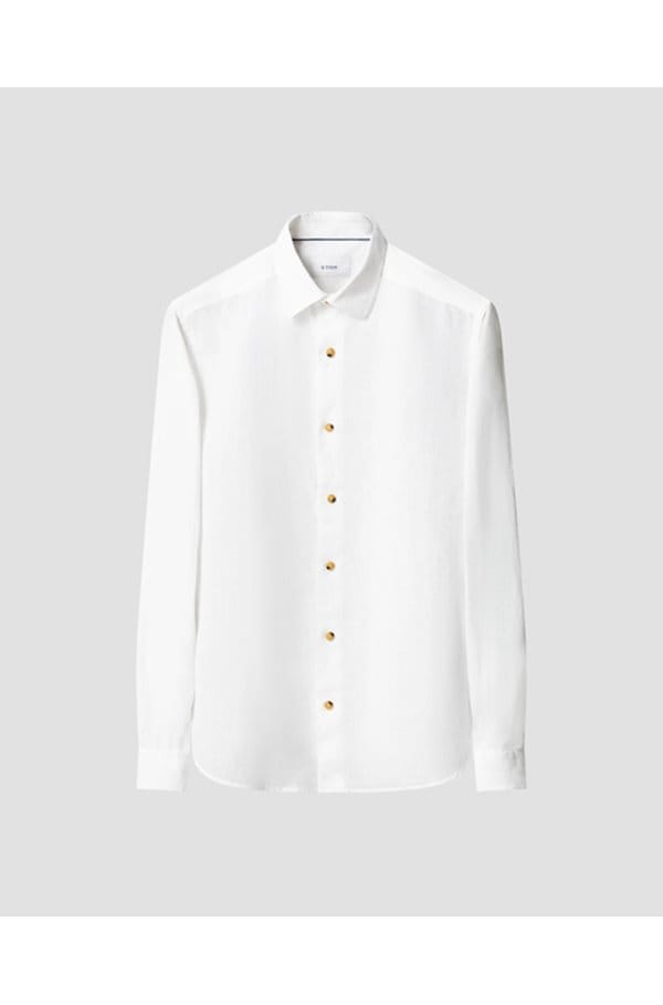 solid linen shirt in white