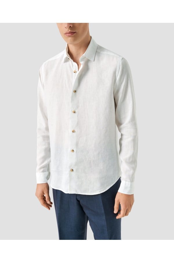 solid linen shirt in white
